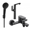 Mexen Milo R05 Badewannen-Set, schwarz - 713153R05-70