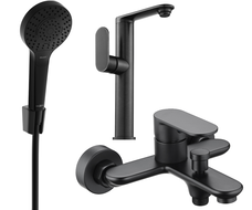 Mexen Milo R05 Badewannen-Set, schwarz - 713153R05-70