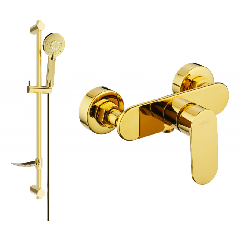 Mexen Milo DF40 Duscharmatur mit Duschset, gold - 7134R40-50