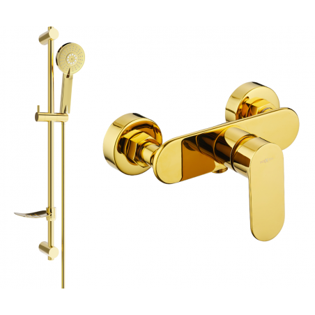 Mexen Milo DF40 Duscharmatur mit Duschset, gold - 7134R40-50