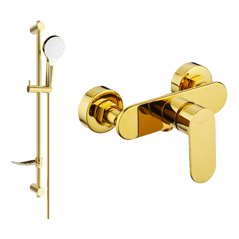 Mexen Milo DF05 Duschbatterie mit Duschset, Gold - 7134R05-50