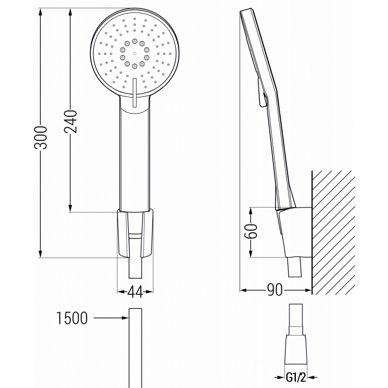 Mexen Milo R40 Badewannenarmatur mit Duschset, gold - 7133R40-50