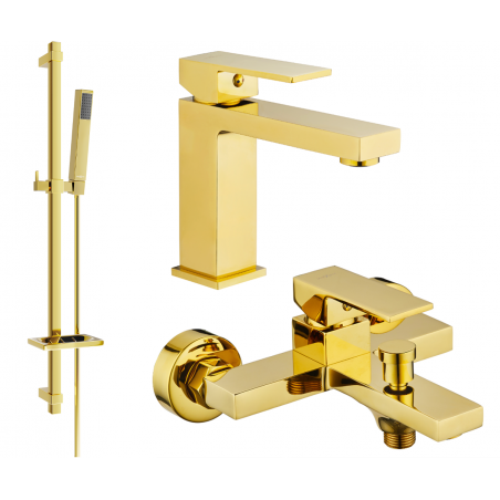 Mexen Uno DQ77 Badewannen-Set, golden - 71403DQ77-50