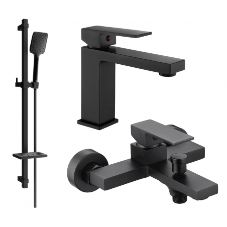Mexen Uno DQ62 Badewannenset, schwarz - 71403DQ62-70
