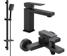 Mexen Uno DQ62 Badewannenset, schwarz - 71403DQ62-70