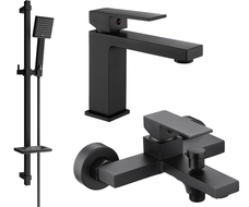 Mexen Uno DQ45 Badewannenset, schwarz - 71403DQ45-70