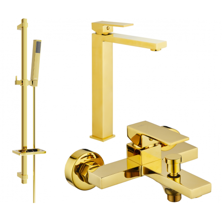 Mexen Uno DQ77 Badewannen-Set, gold - 71413DQ77-50