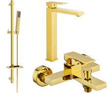 Mexen Uno DQ77 Badewannen-Set, gold - 71413DQ77-50