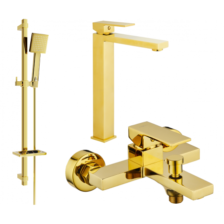 Mexen Uno DQ45 Badewannen-Set, gold - 71413DQ45-50