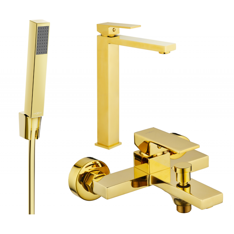 Mexen Uno R77 Badewannen-Set, gold - 71413R77-50