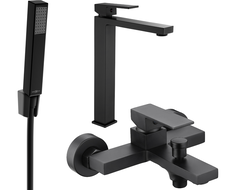 Mexen Uno R77 Badewannenset, schwarz - 71413R77-70