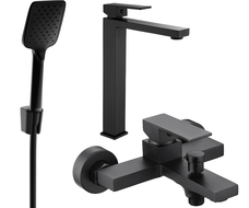 Mexen Uno R62 Badewannen-Set, schwarz - 71413R62-70