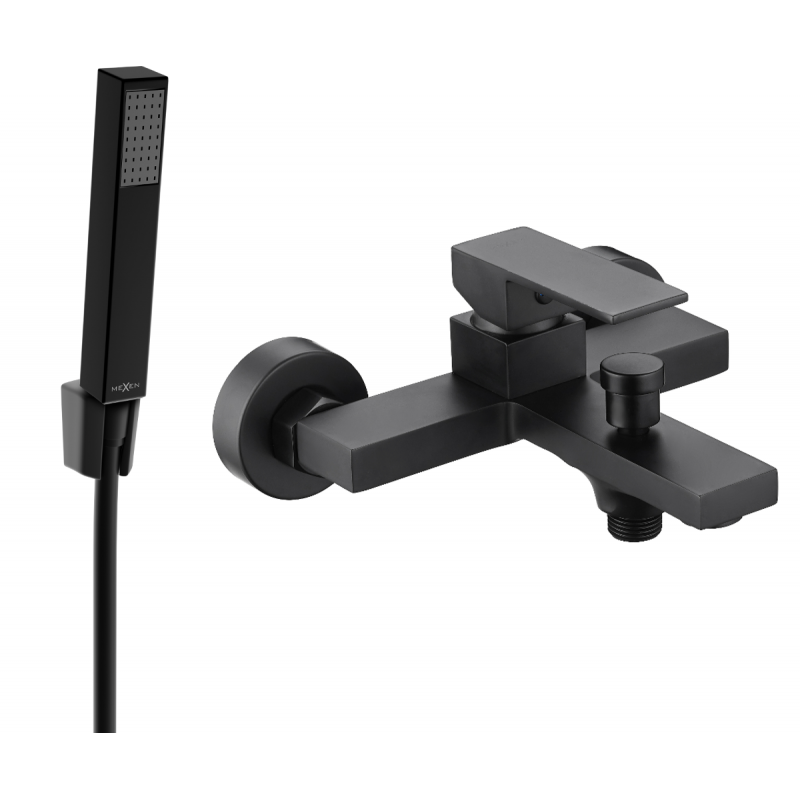 Mexen Uno R77 Badewannenarmatur mit Duschset, schwarz - 7143R77-70