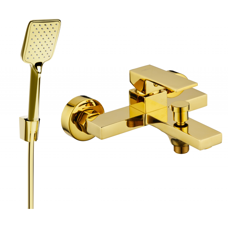 Mexen Uno R62 Badewannenarmatur mit Duschset, gold - 7143R62-50