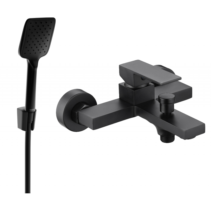 Mexen Uno R62 Badewannenarmatur mit Duschset, schwarz - 7143R62-70