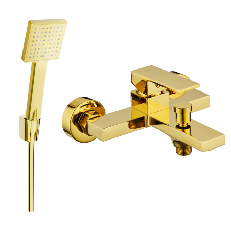 Mexen Uno R45 Badewannenarmatur mit Duschset, Gold - 7143R45-50