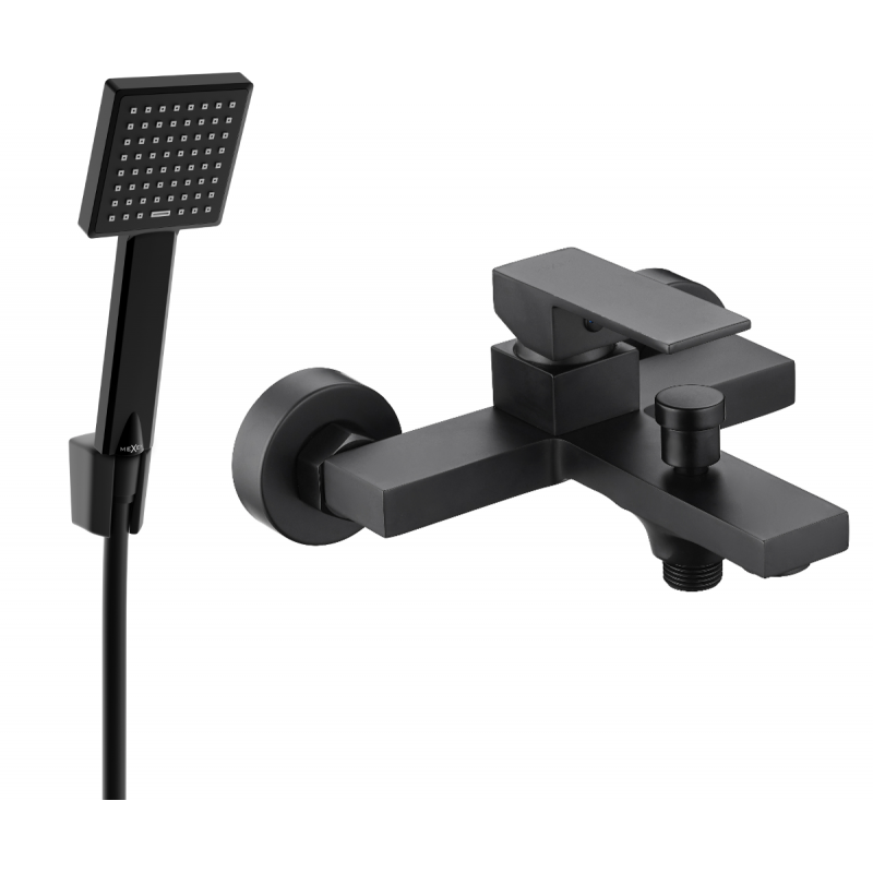Mexen Uno R45 Badewannenarmatur mit Duschset, schwarz - 7143R45-70