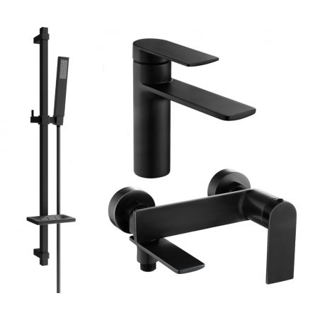 Mexen Zero DQ02 Badewannenset, schwarz - 71103DQ02-70