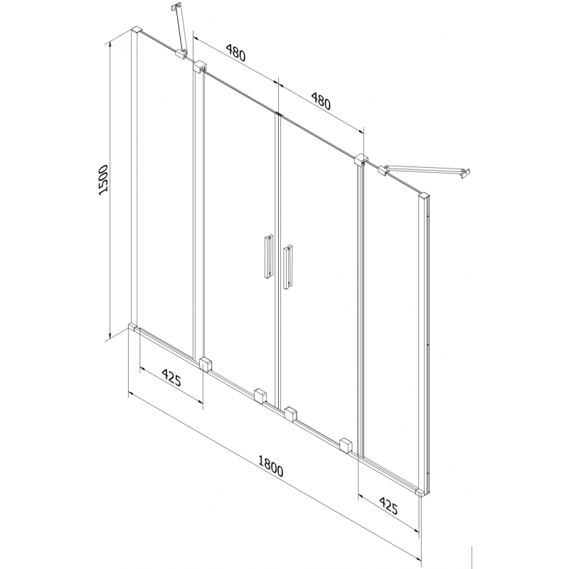 Mexen Velar Duo zweiteiliger Badewannen-Sichtschutz verschiebbar 180 x 150 cm, graphit, weiß - 896-180-000-42-20