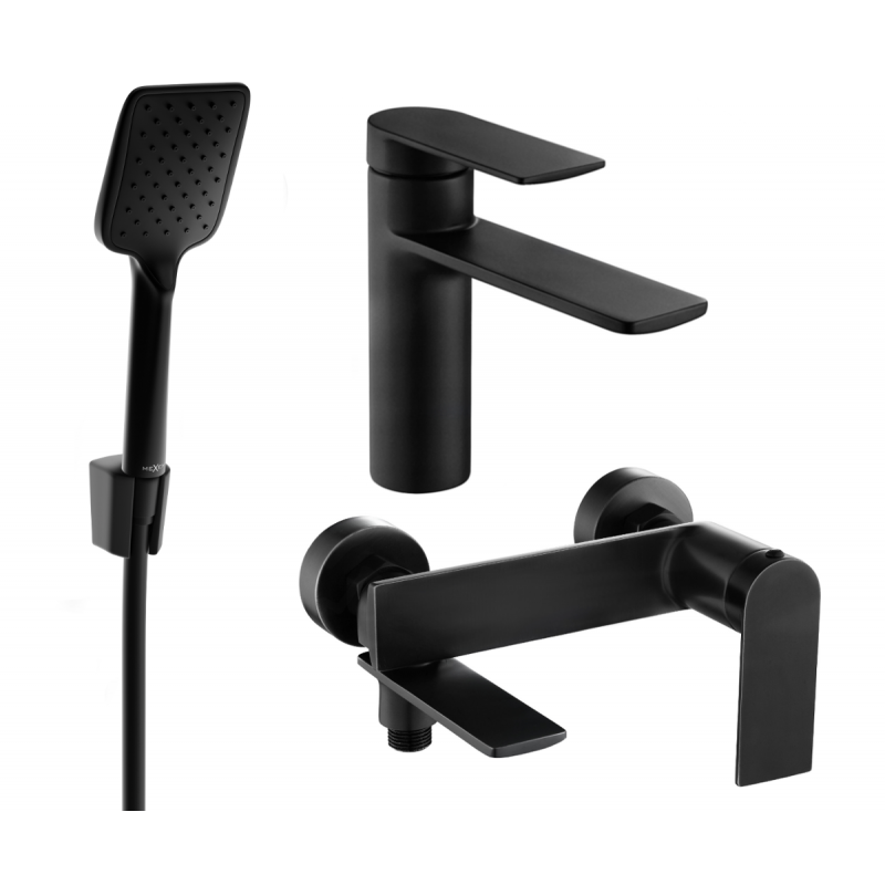 Mexen Zero R62 Badewannen-Set, schwarz - 71103R62-70