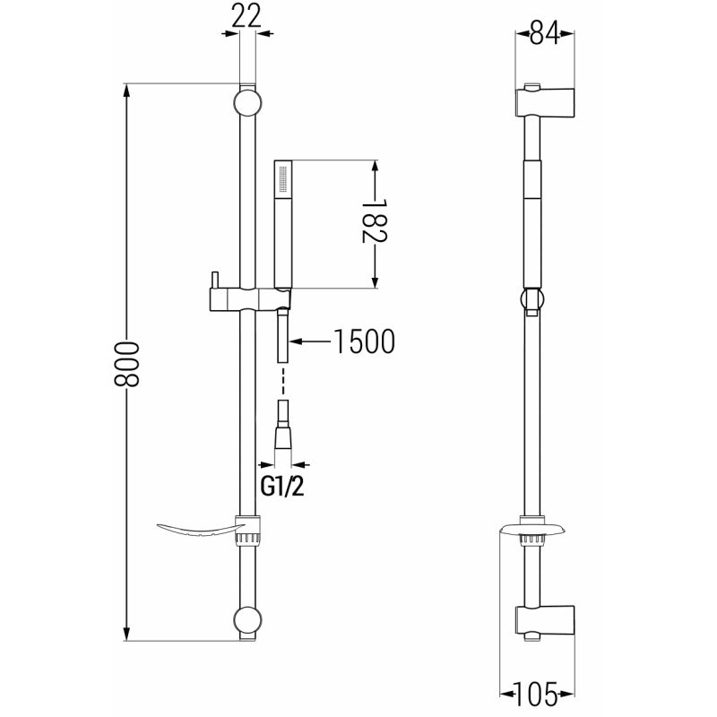 Mexen Zero DF70 Duschset, Chrom - 71114DF70-00