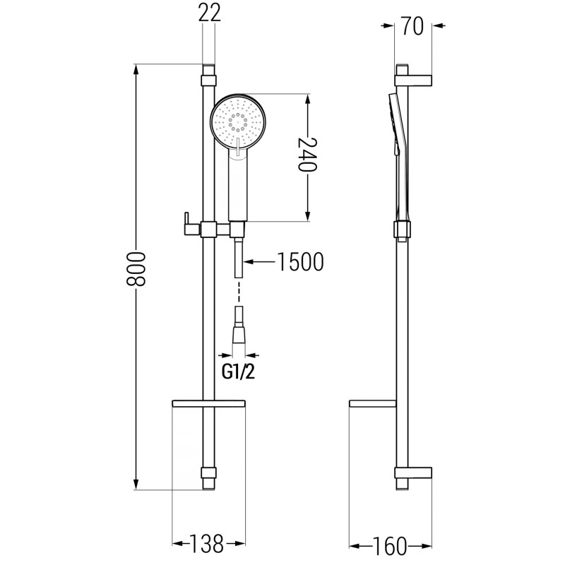 Mexen Zero DQ40 Duschset, schwarz - 71114DQ40-70