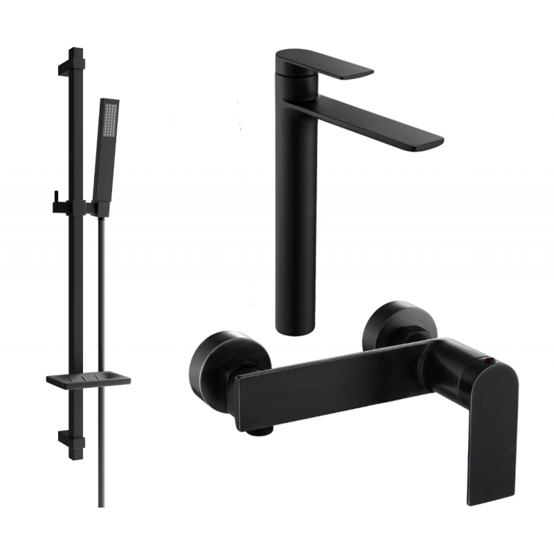 Mexen Zero DQ02 Duschset, schwarz - 71114DQ02-70