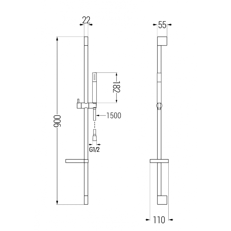 Mexen Zero DS70 Duschset, Chrom - 71114DS70-00