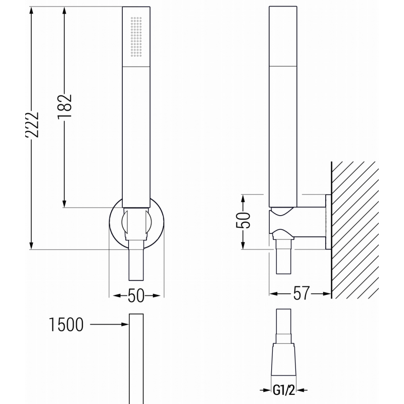 Mexen Zero R70 Badewannenarmatur mit Duschset, schwarz - 7113R70-70