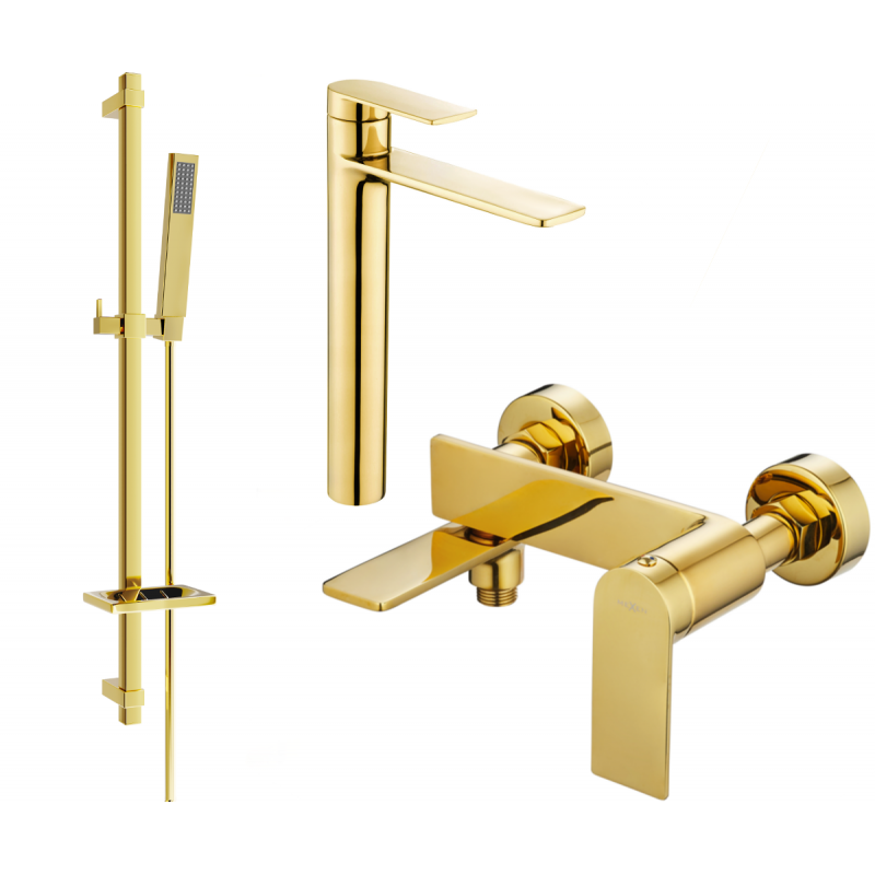 Mexen Zero DQ02 Badezimmerset, gold - 7113DQ02-50