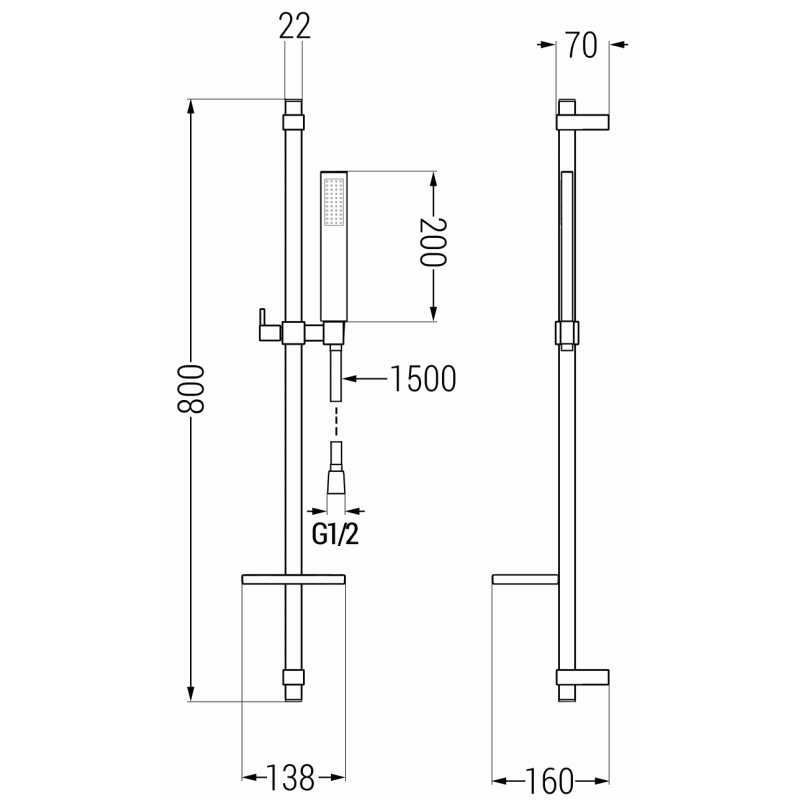 Mexen Zero DQ02 Duschset, gold - 71114DQ02-50