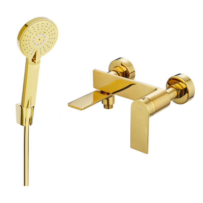 Mexen Zero R40 Badewannenarmatur mit Duschset, Gold - 7113R40-50