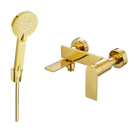 Mexen Zero R40 Badewannenarmatur mit Duschset, Gold - 7113R40-50