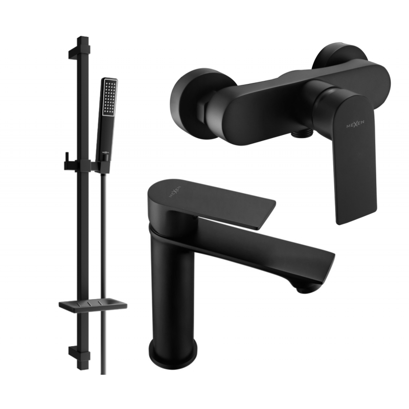 Mexen Royo DQ72 Duschset, schwarz - 72204DQ72-70