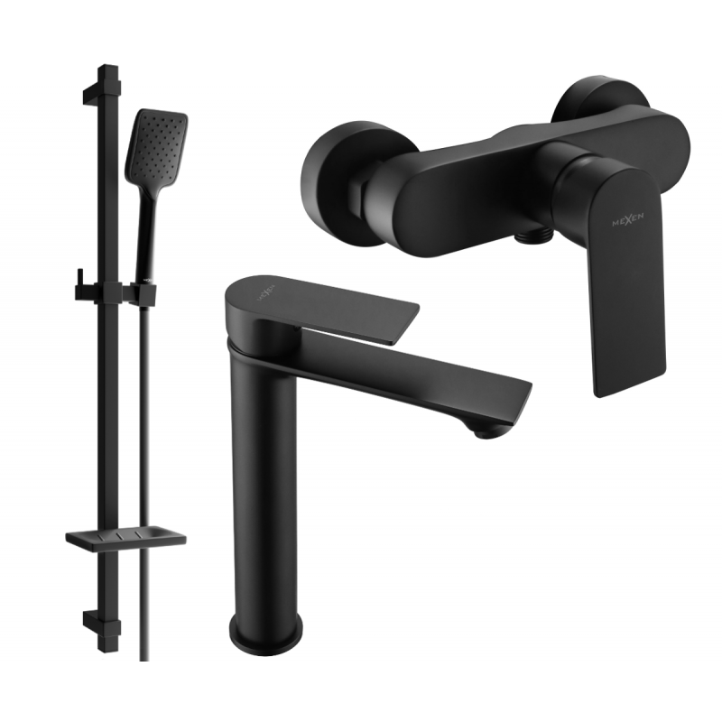 Mexen Royo DQ62 Duschset, schwarz - 72214DQ62-70