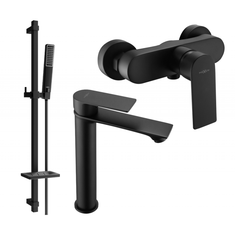 Mexen Royo DQ72 Duschset, schwarz - 72214DQ72-70