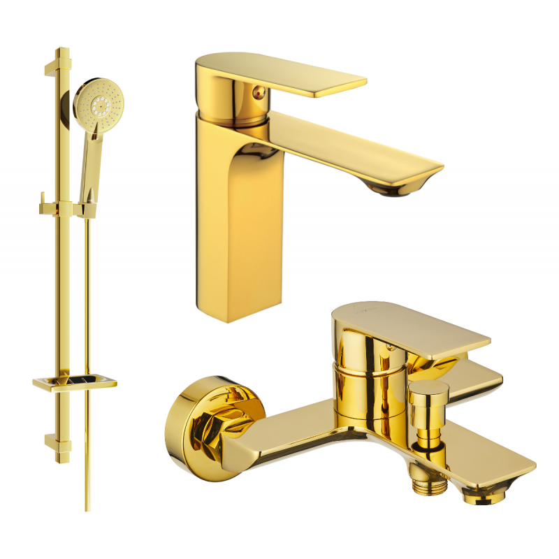 Mexen Alexa DQ40 Badewannen-Set, Gold - 71203DQ40-50