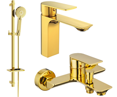 Mexen Alexa DQ40 Badewannen-Set, Gold - 71203DQ40-50