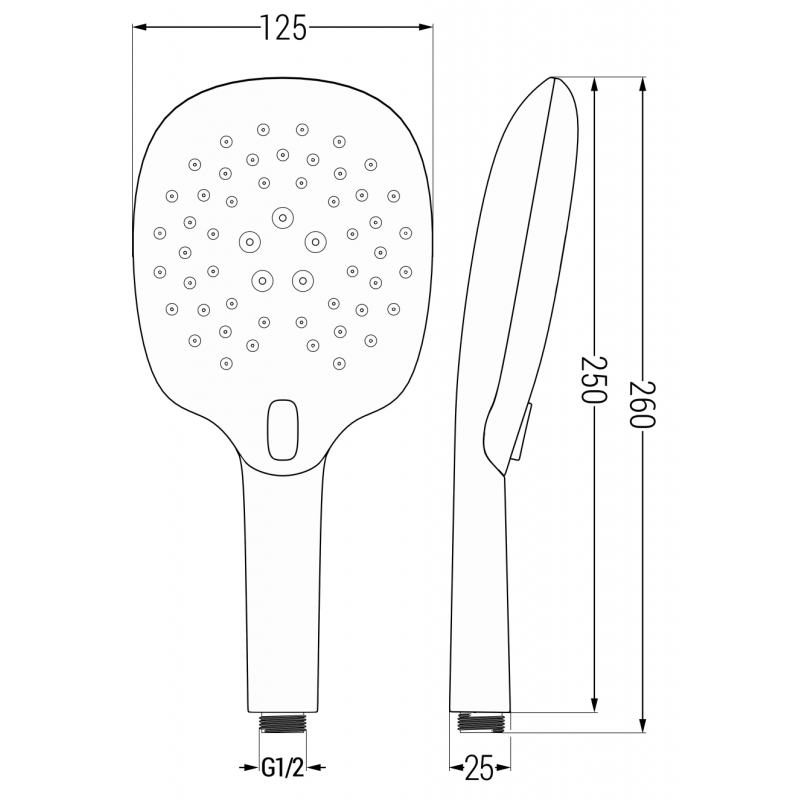 Mexen R-22 3-Funktions-Duschkopf, schwarz - 79522-70
