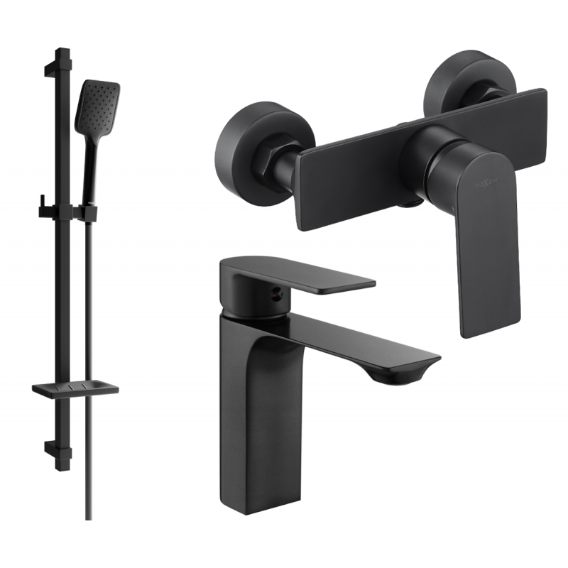 Mexen Alexa DQ62 Duschset, schwarz - 71204DQ62-70