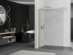 Mexen Kioto Duschwand Walk-in 55 x 200 cm, transparent 8 mm, gold gebürstet - 800-055-101-55-00