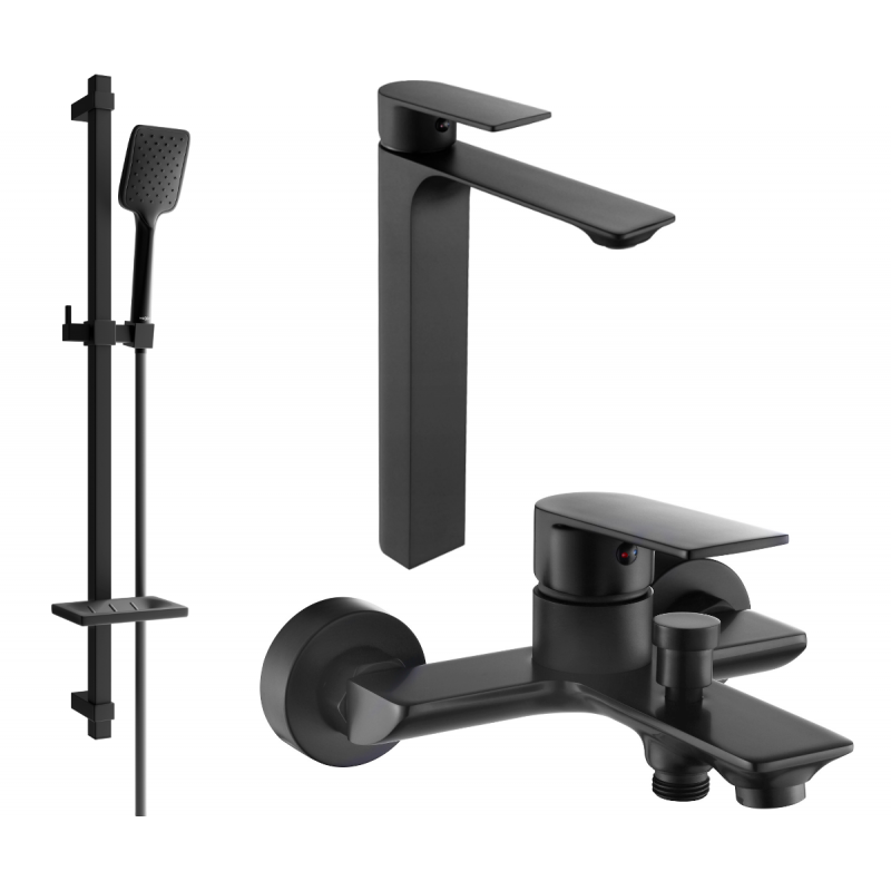 Mexen Alexa DQ62 Badewannenset, schwarz - 71213DQ62-70