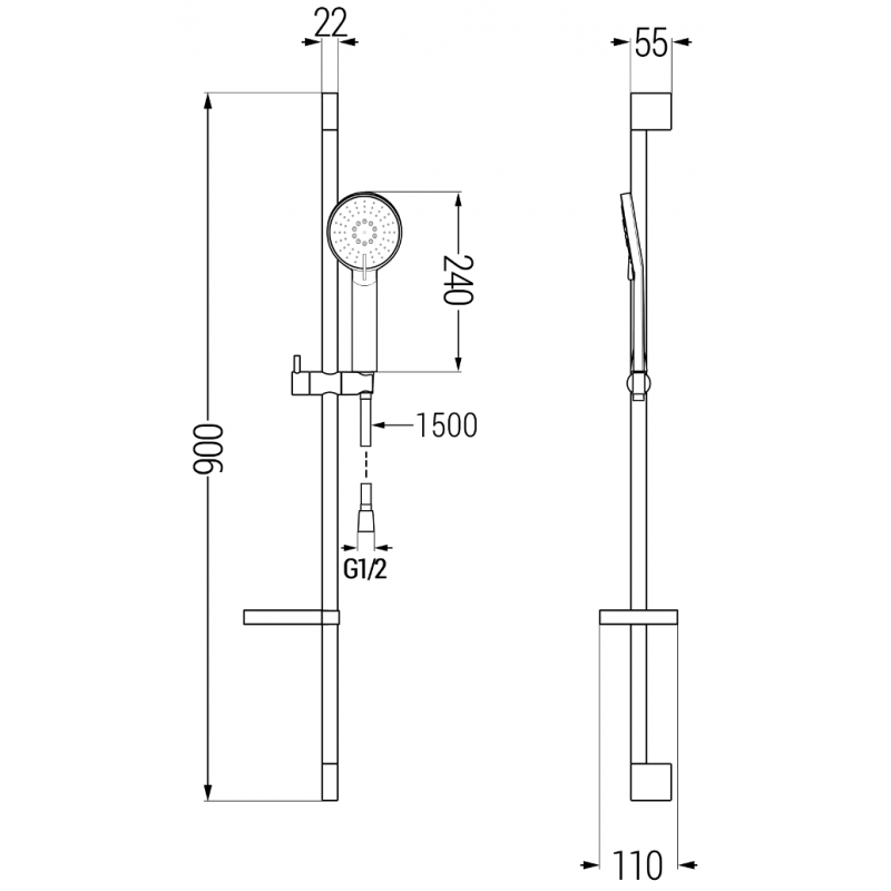 Mexen Alexa DS40 Badezimmerset, schwarz - 71213DS40-70