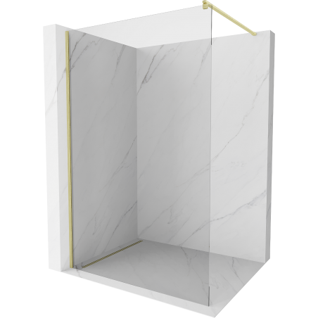Mexen Kioto Duschwand Walk-in 140 x 200 cm, transparent 8 mm, gold gebürstet - 800-140-101-55-00