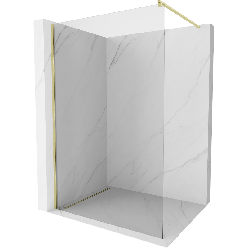 Mexen Kioto Duschwand Walk-In 135 x 200 cm, transparent 8 mm, gold gebürstet - 800-135-101-55-00