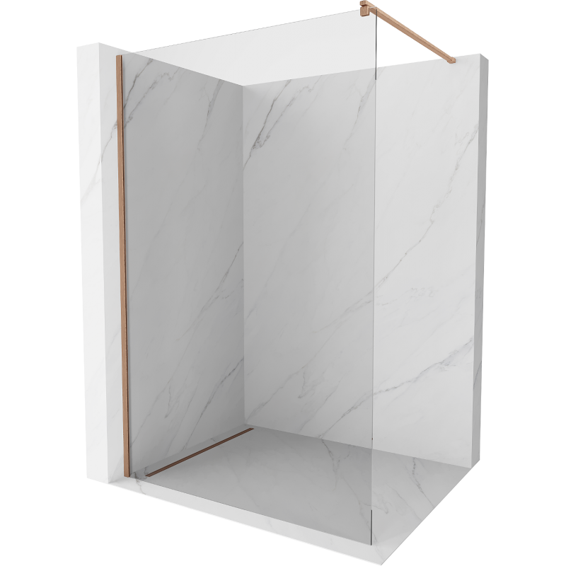 Mexen Kioto Duschwand Walk-in 60 x 200 cm, transparent 8 mm, gebürstetes Kupfer - 800-060-101-65-00