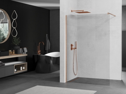 Mexen Kioto Duschwand Walk-in 75 x 200 cm, transparent 8 mm, gebürstetes Kupfer - 800-075-101-65-00