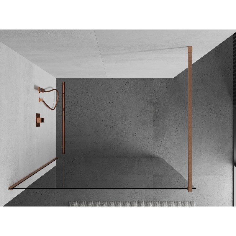 Mexen Kioto Duschwand Walk-in 125 x 200 cm, transparent 8 mm, gebürstetes Kupfer - 800-125-101-65-00