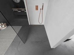 Mexen Kioto Duschwand Walk-in 130 x 200 cm, transparent 8 mm, gebürstetes Kupfer - 800-130-101-65-00