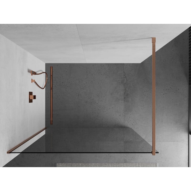 Mexen Kioto Duschwand Walk-in 135 x 200 cm, transparent 8 mm, gebürstetes Kupfer - 800-135-101-65-00